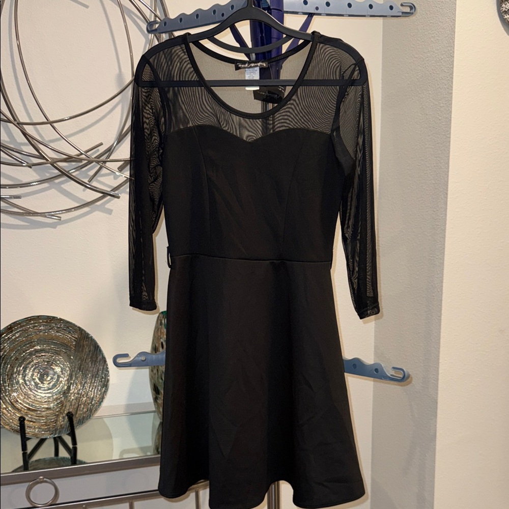 French Atmosphere Black Long Sleeve Dress